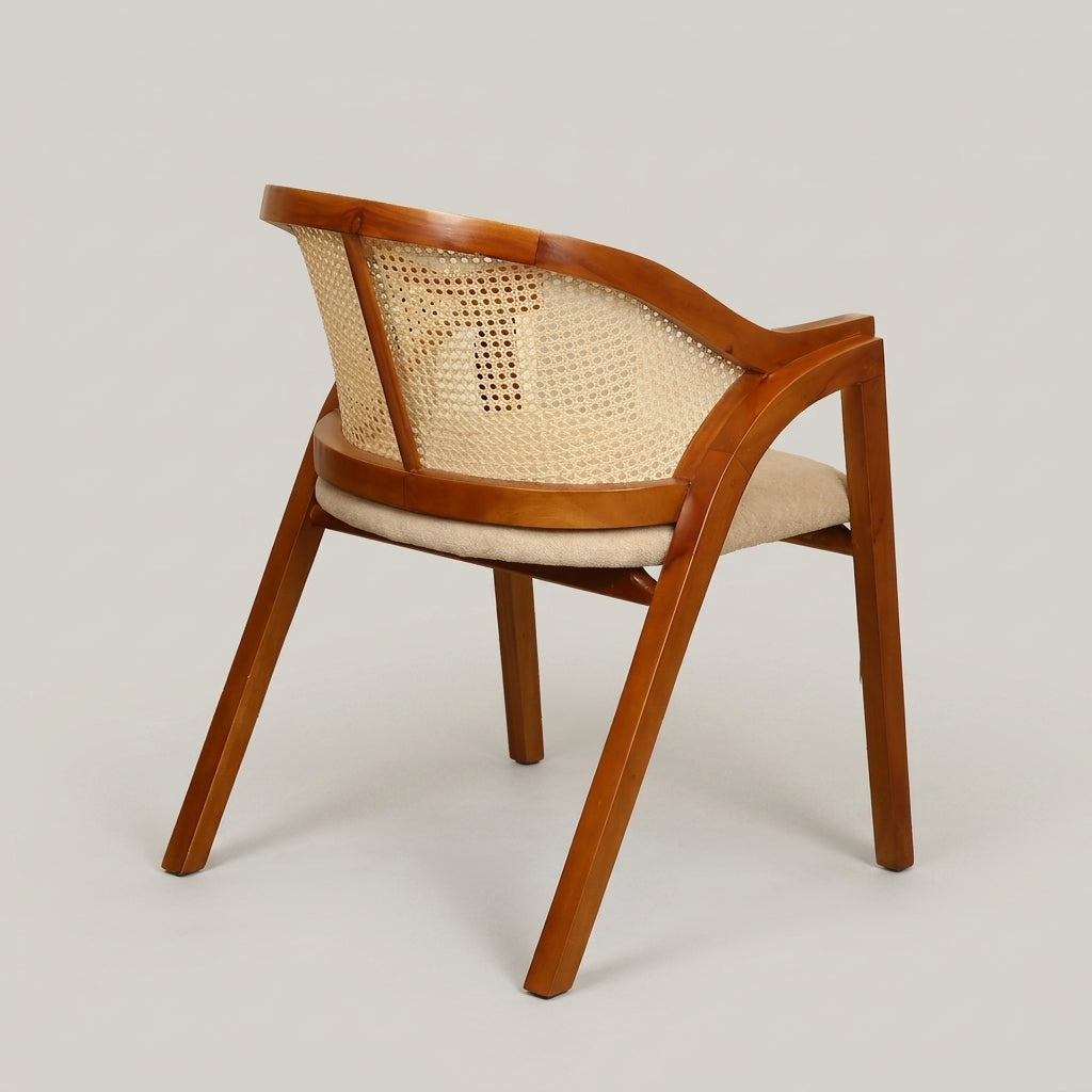 Aura Wooden Arm Chair with Rattan Cane By Zodiya