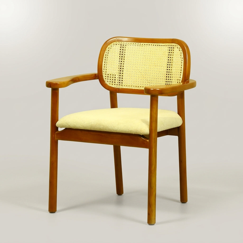 Bloom Wooden Rattan Dining Arm Chair by Zodiya