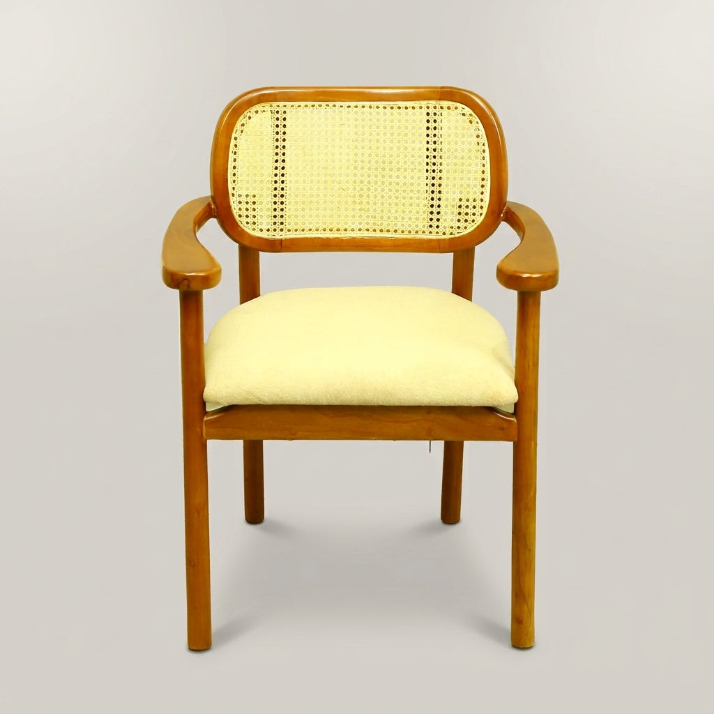 Bloom Wooden Rattan Dining Arm Chair by Zodiya