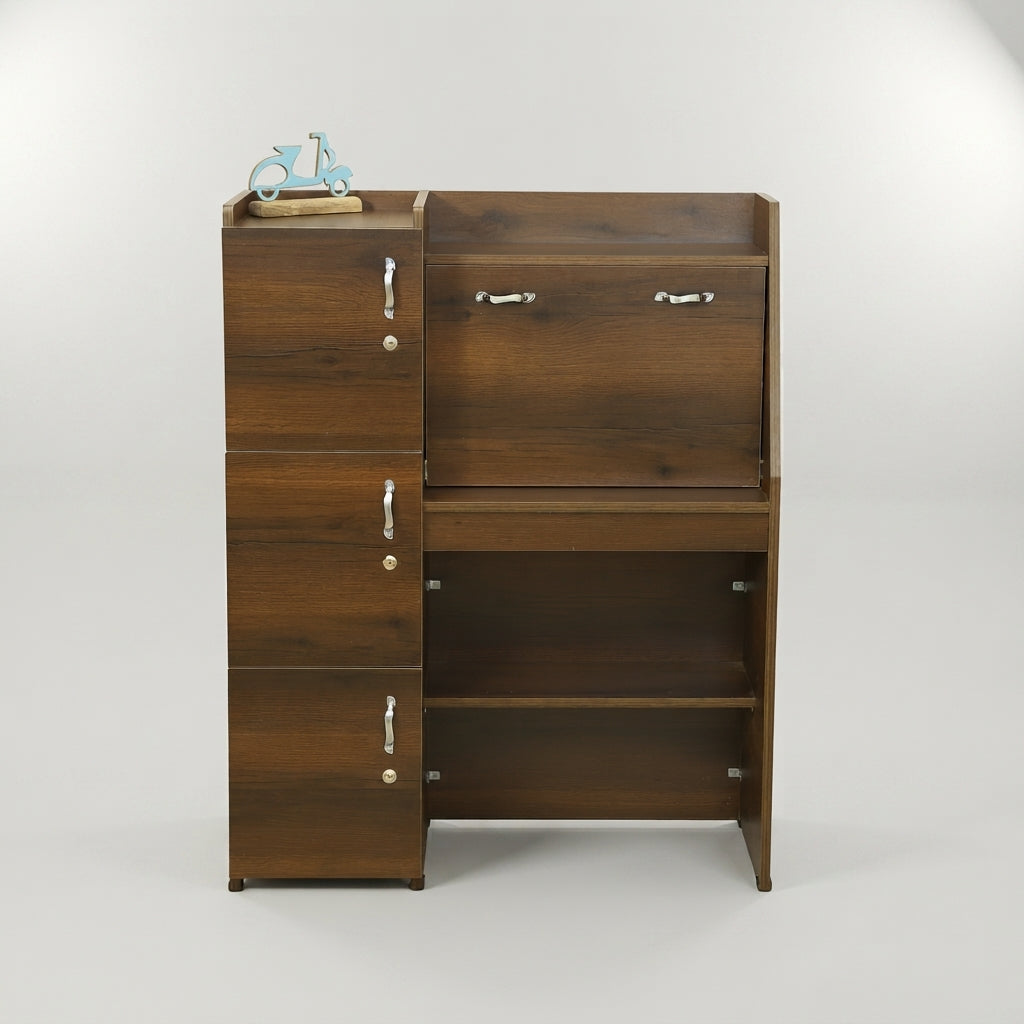 Spazio Wooden Study Table with Storage Cabinets By Zodiya