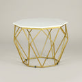 Hexagon Marble Side Table with Gold Metal Frame by Zodiya