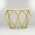 Hexagon Marble Side Table with Gold Metal Frame by Zodiya