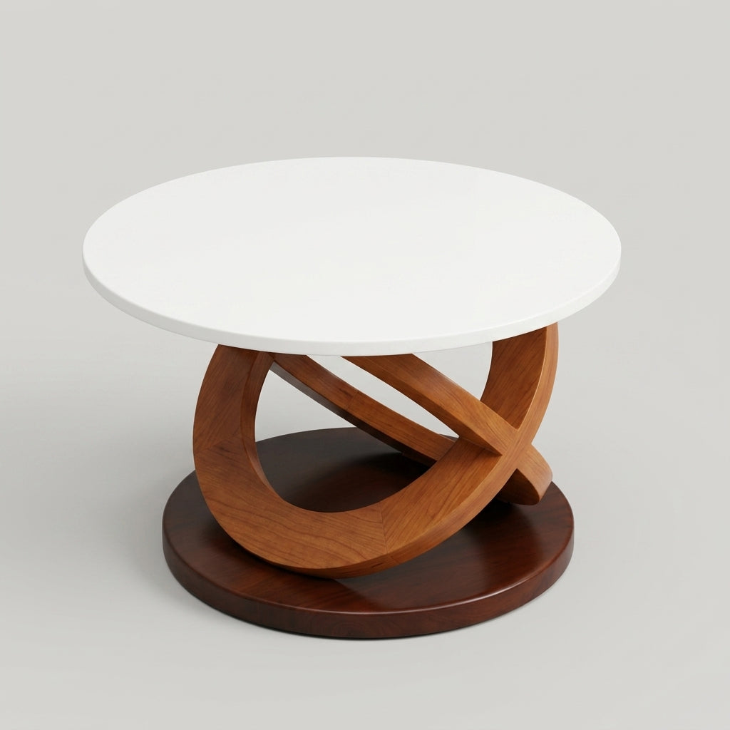 Barcelona Round Mahagony Wood Coffee Table by Zodiya