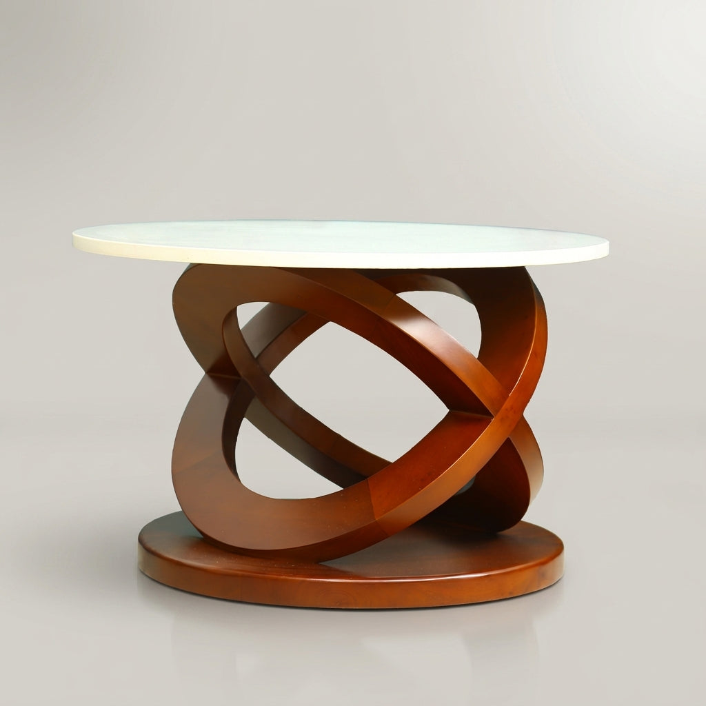 Barcelona Round Mahagony Wood Coffee Table by Zodiya-4