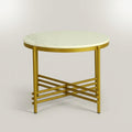 Round Marble Side Table with Gold Base by Zodiya