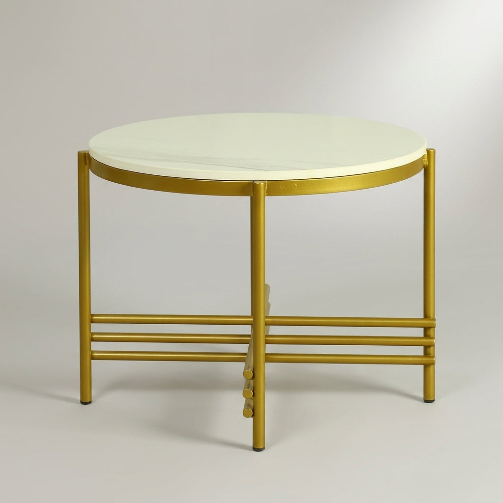 Round Marble Side Table with Gold Base by Zodiya-5