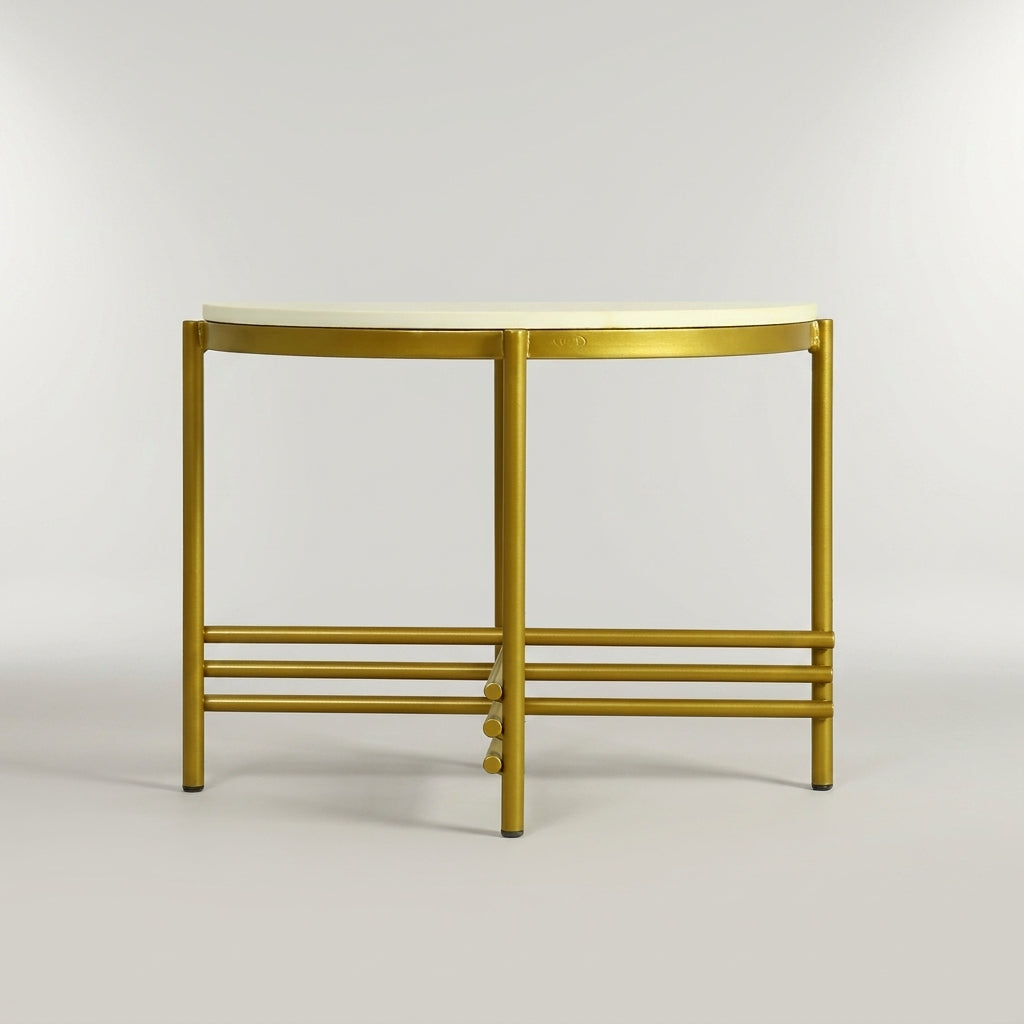Round Marble Side Table with Gold Base by Zodiya