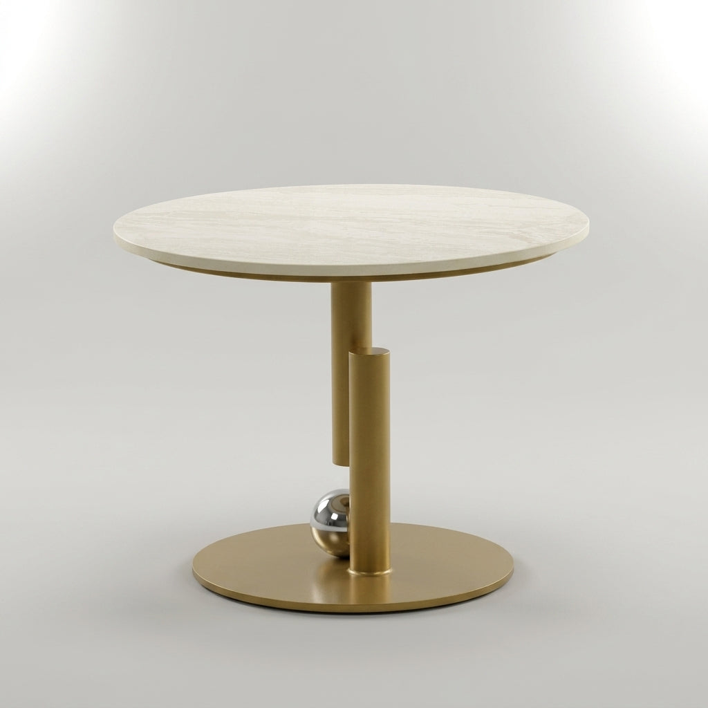 Round Side Table with Gold Base (pedestal) by Zodiya