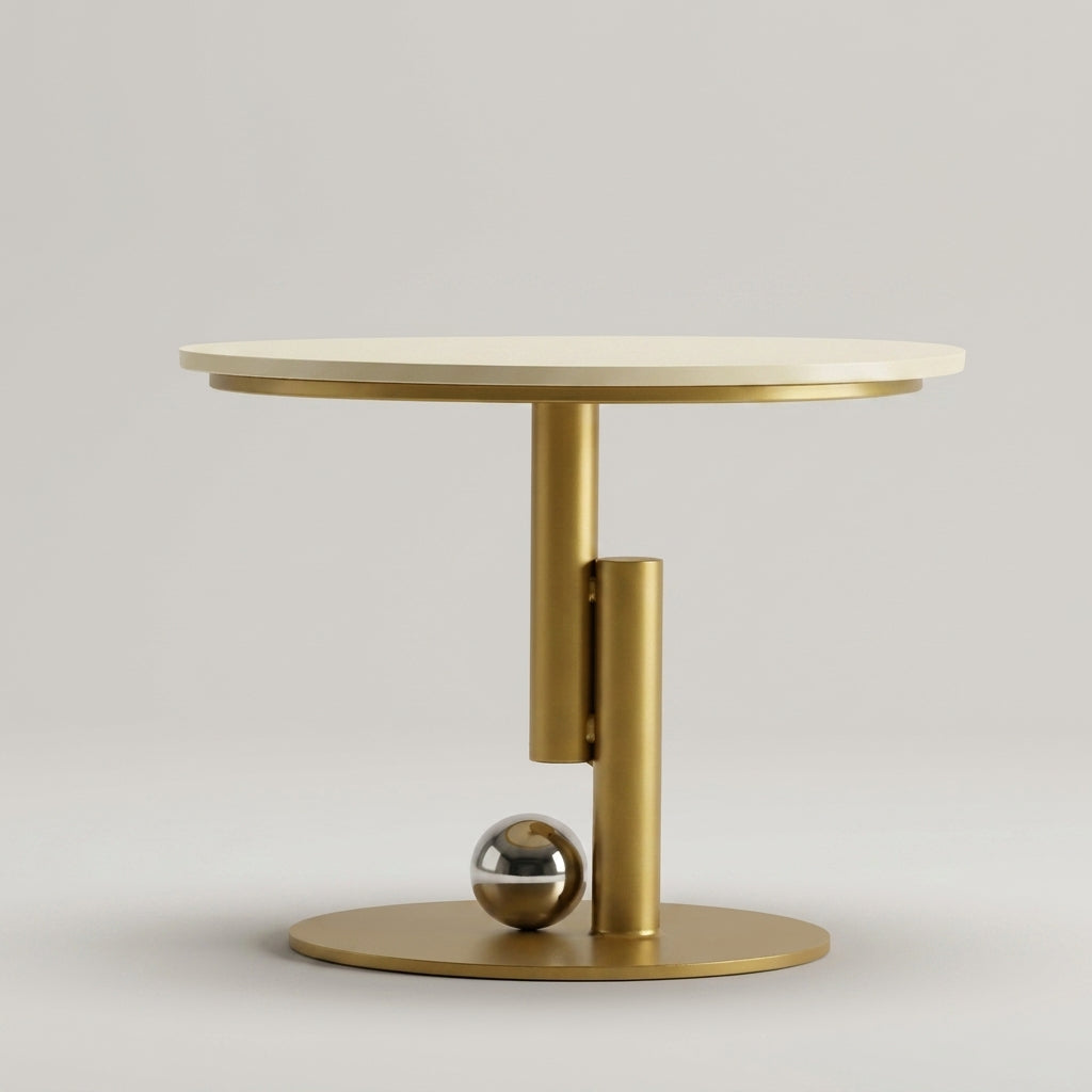 Round Side Table with Gold Base (pedestal) by Zodiya