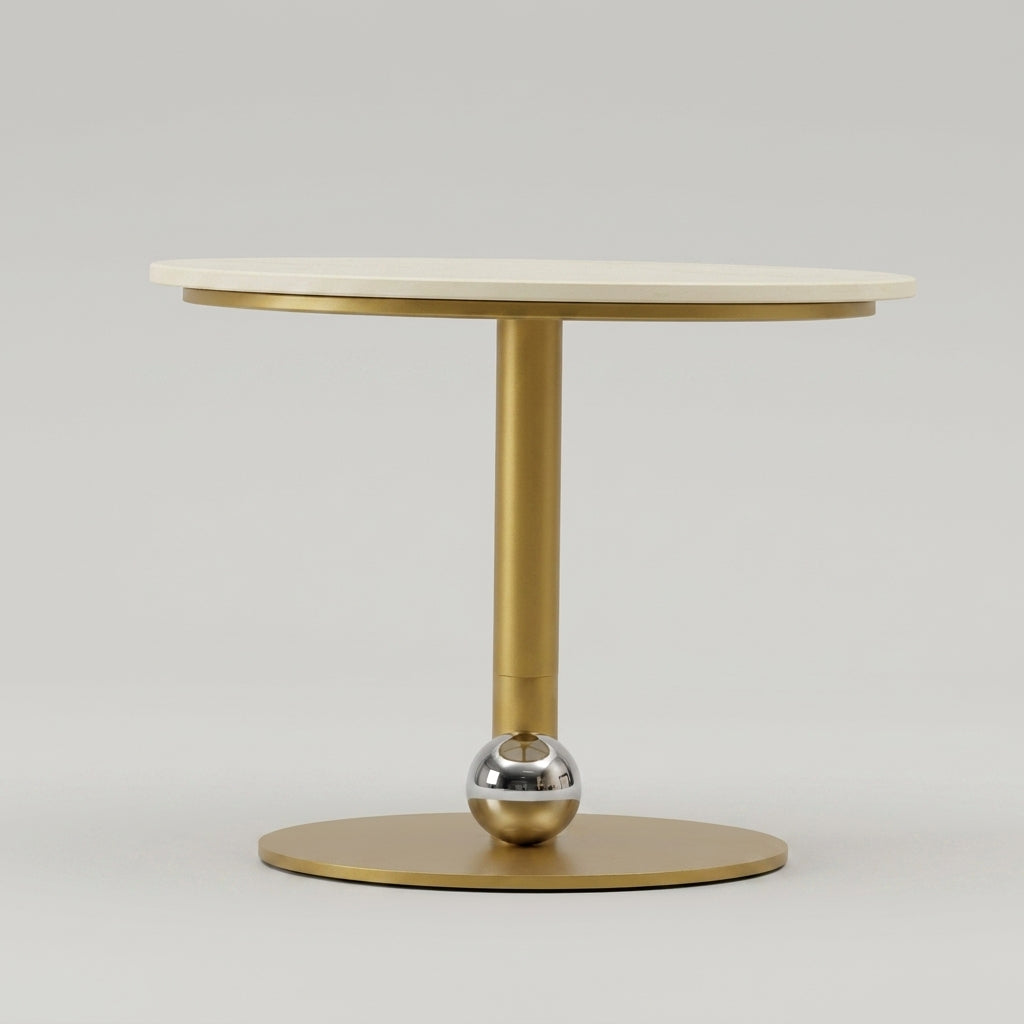Round Side Table with Gold Base (pedestal) by Zodiya-5