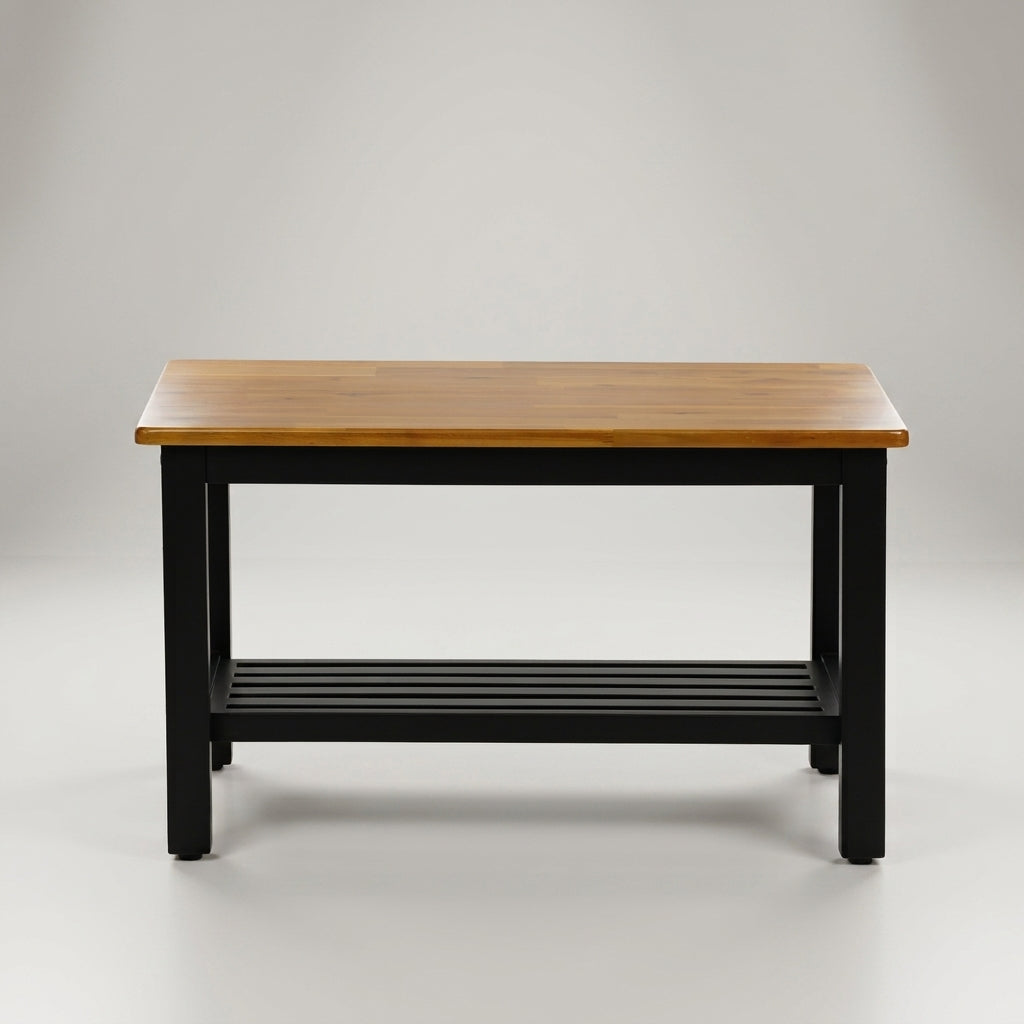 Engineered Wood Square Coffee Table with Black Legs by Zodiya