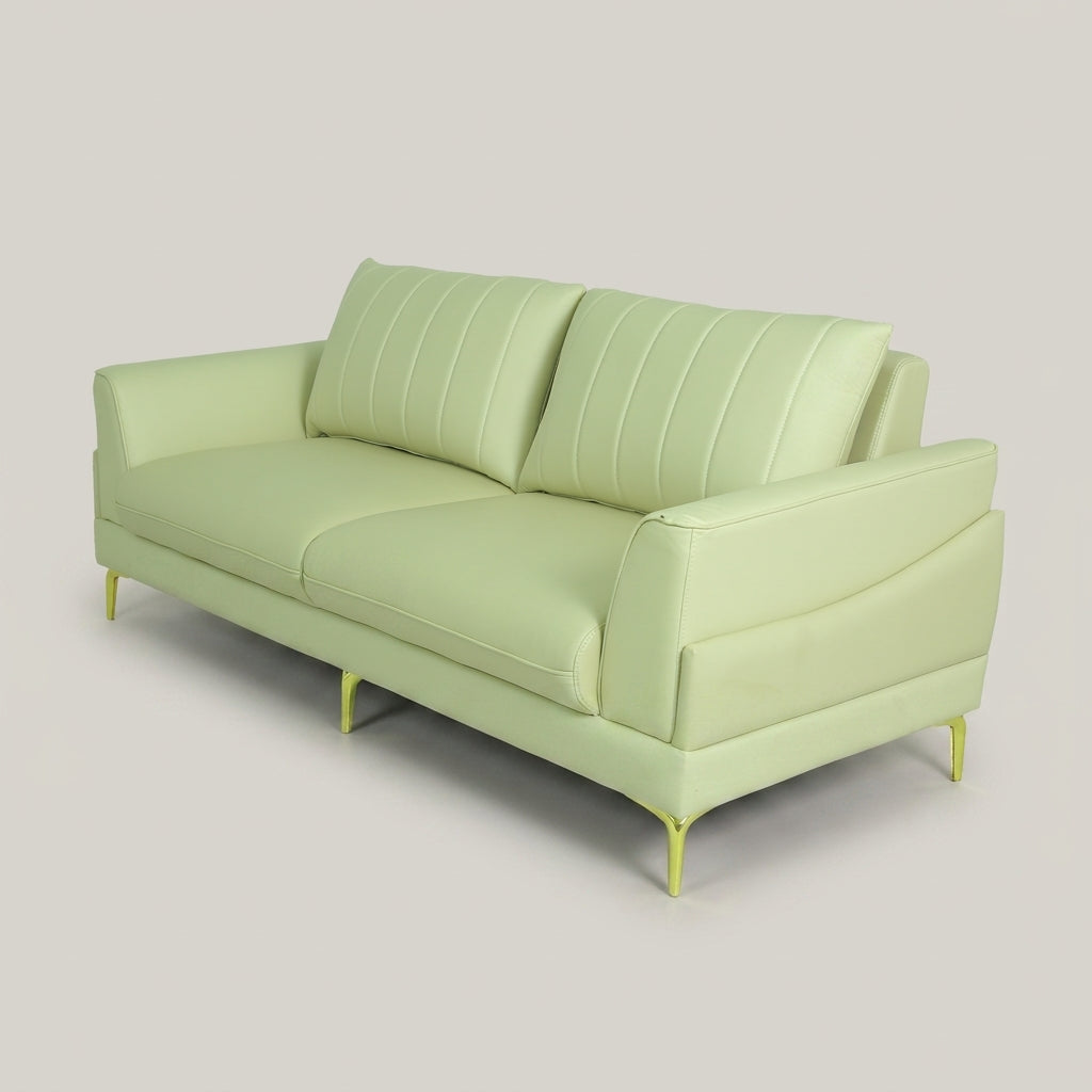 Access Tan Leather 3 Seater Sofa with Gold Legs by Zodiya-5