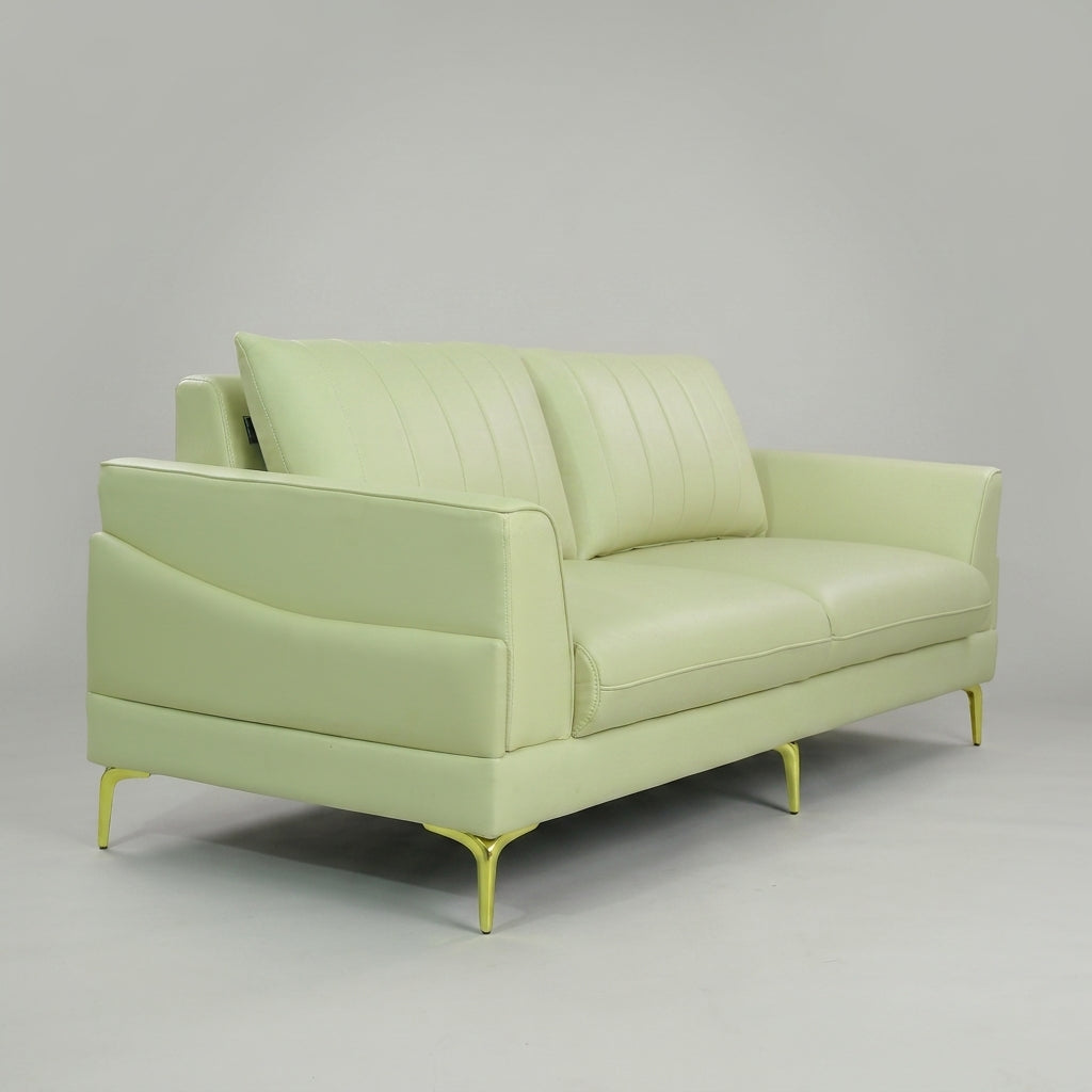 Access Tan Leather 3 Seater Sofa with Gold Legs by Zodiya-6