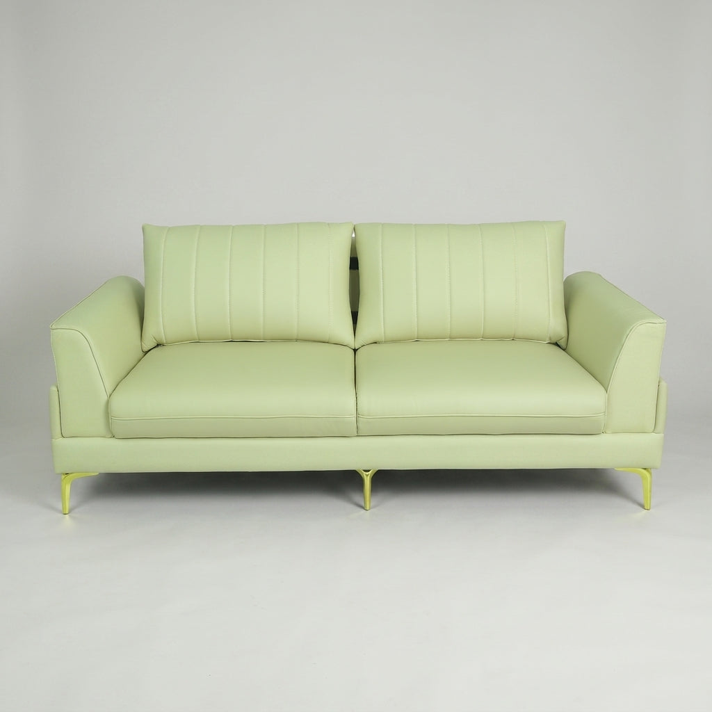Access Tan Leather 3 Seater Sofa with Gold Legs by Zodiya-4