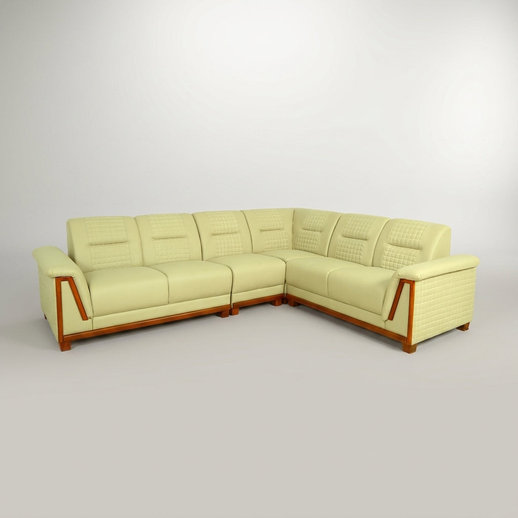Tesla Beige 5 Seater L-Shape Sectional Sofa by Zodiya