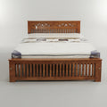 Teak Wood King Size Bed ( Carved Headboard) By Zodiya