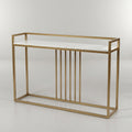 White Slim Marble Console Table with Gold Geometric Base