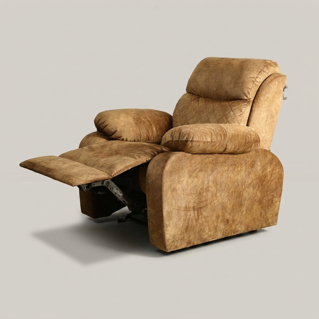 Motorized Brown Velvet 1 seater Recliner Sofa by Zodiya-4