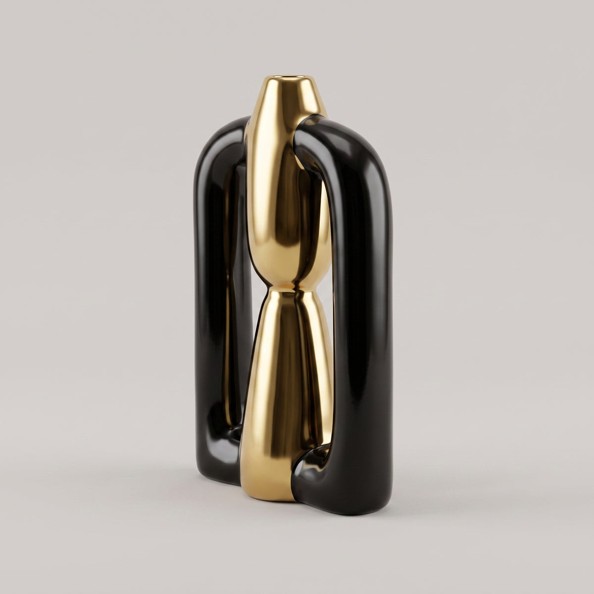 Gold and Black Ceramic Flower Vase by Zodiya