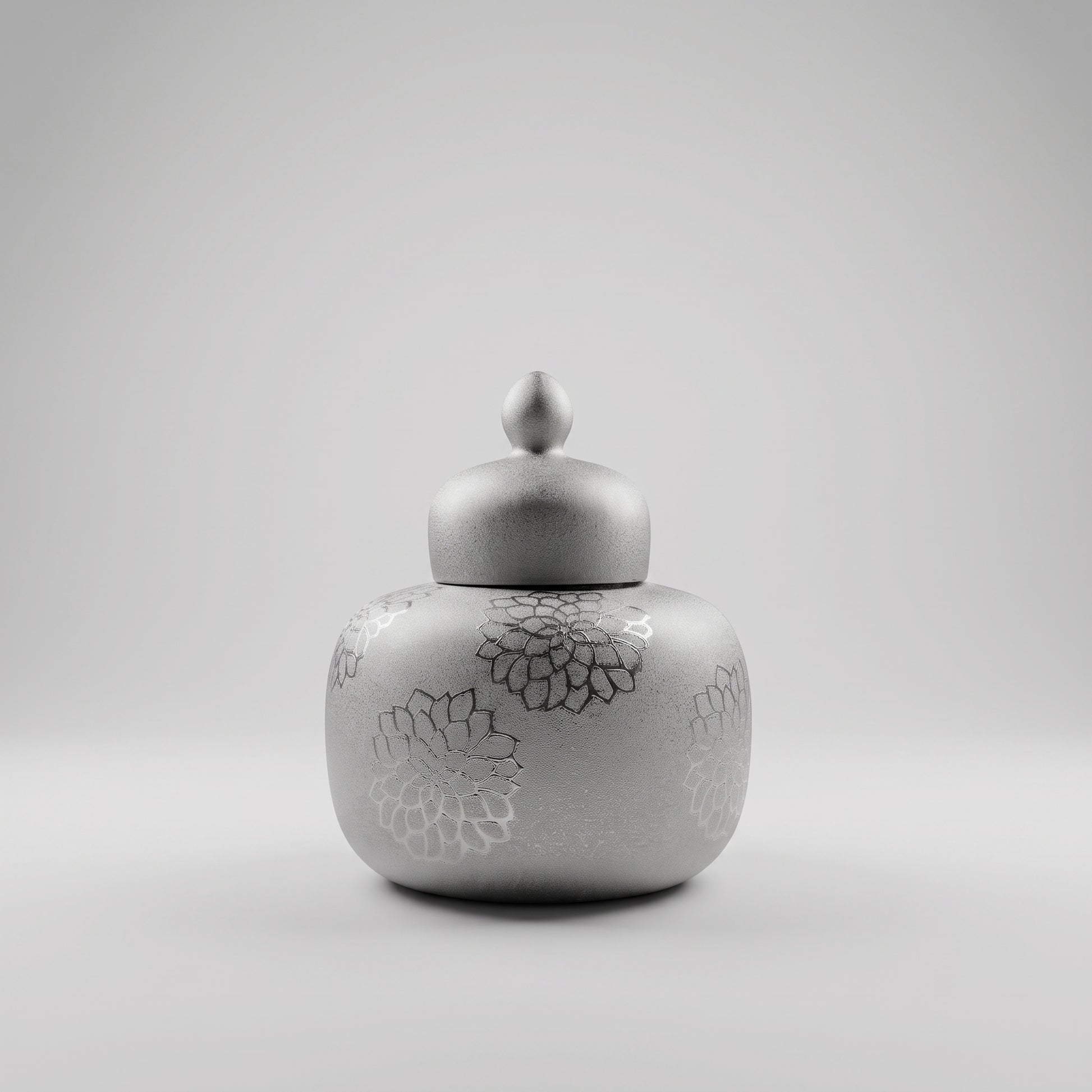 Small Silver Grey Ceramic Lidded Jar Vase By Zodiya-7