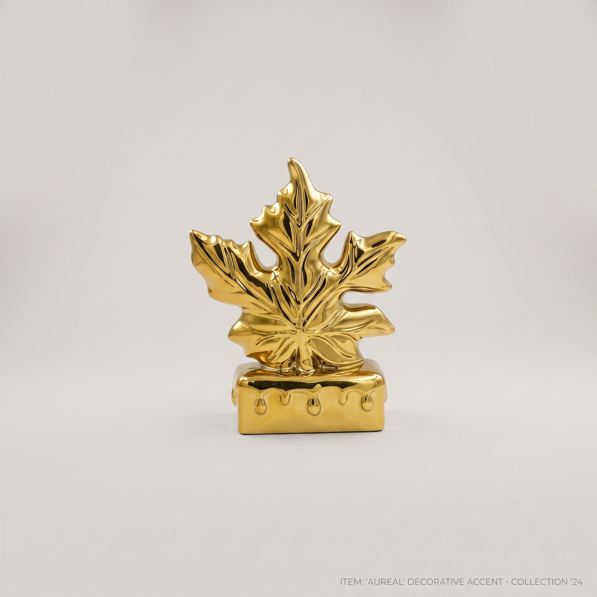 Gold and White Maple Leaf Sculpture by Zodiya-3