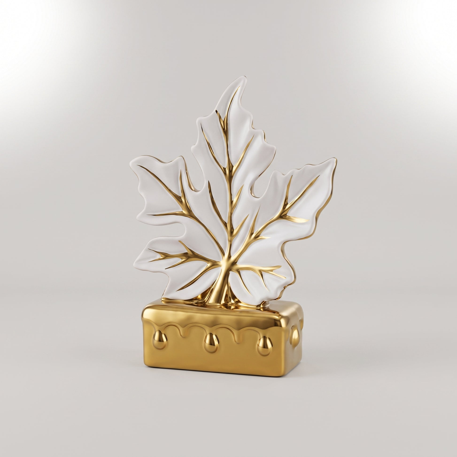 Gold and White Maple Leaf Sculpture by Zodiya-4