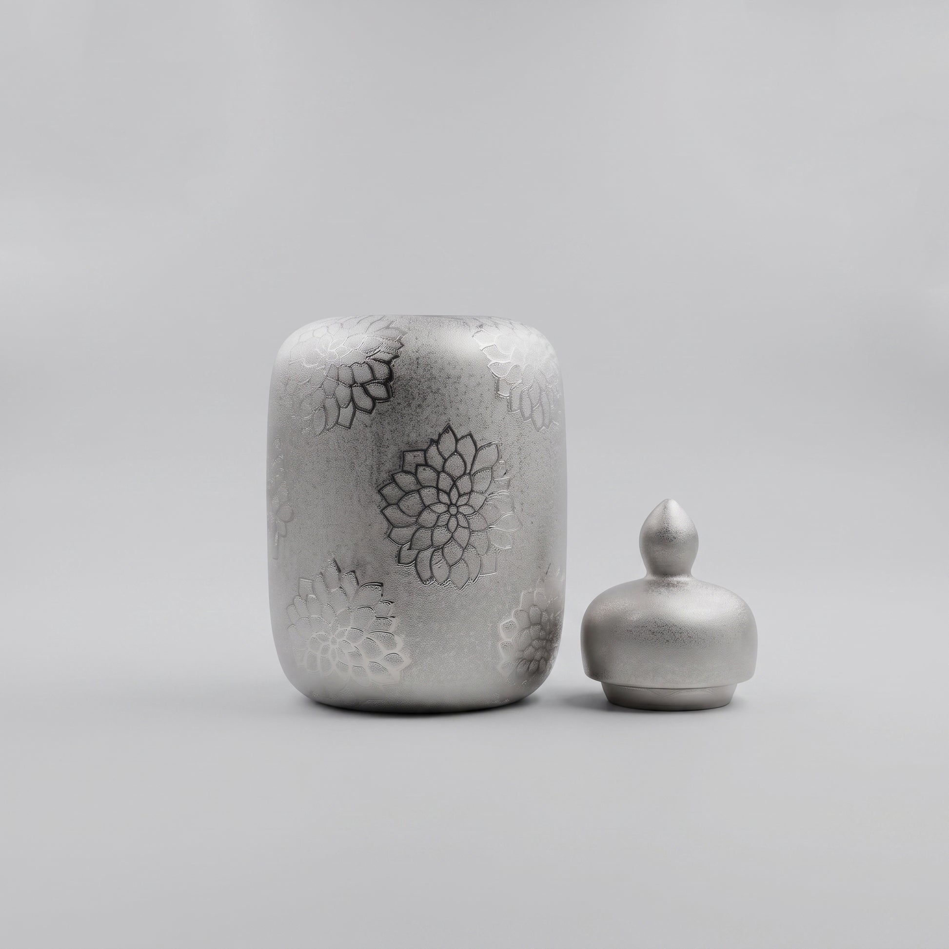 Silver Ceramic Lidded Jar Vase By Zodiya-5