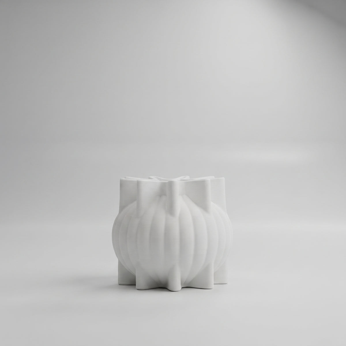 White Ribbed Ceramic Flower Vase By Zodiya