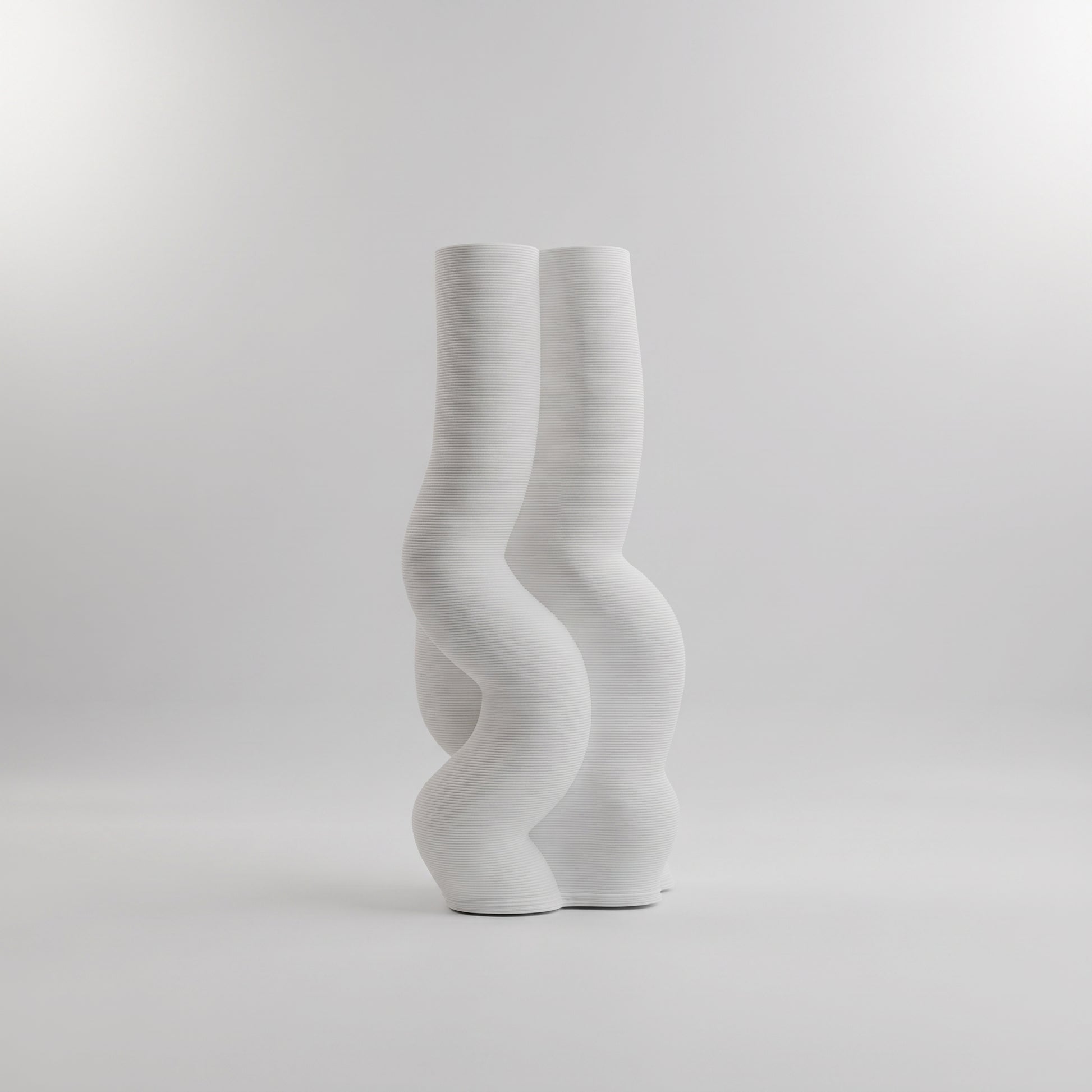 White Small Ceramic Wavy Contour Flower Vase By Zodiya-4