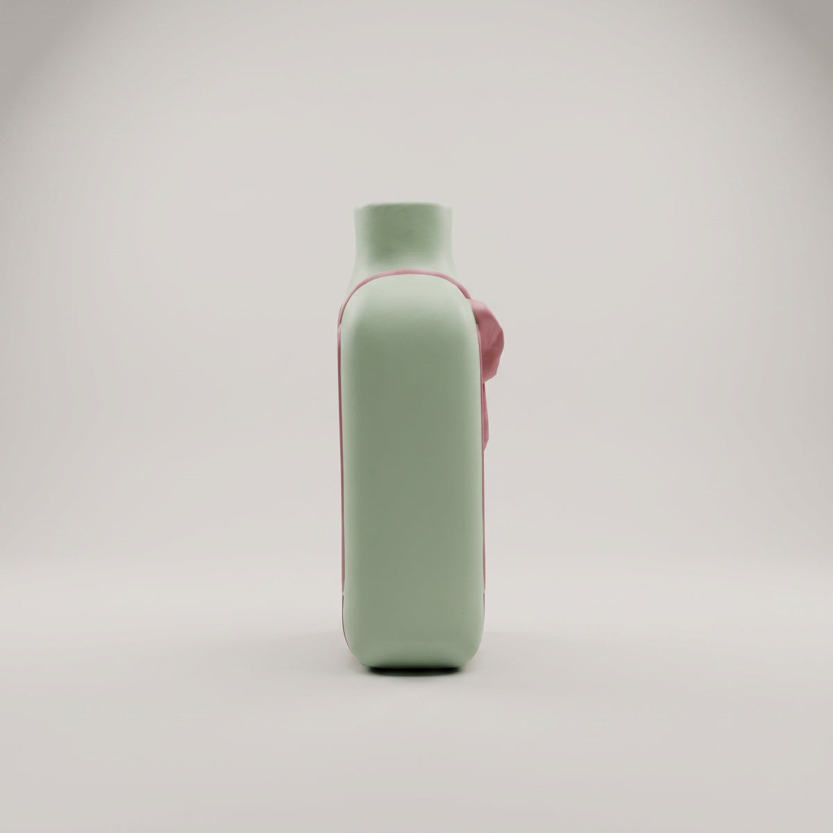 Small Ceramic Vase with Pink Ribbon Design by Zodiya