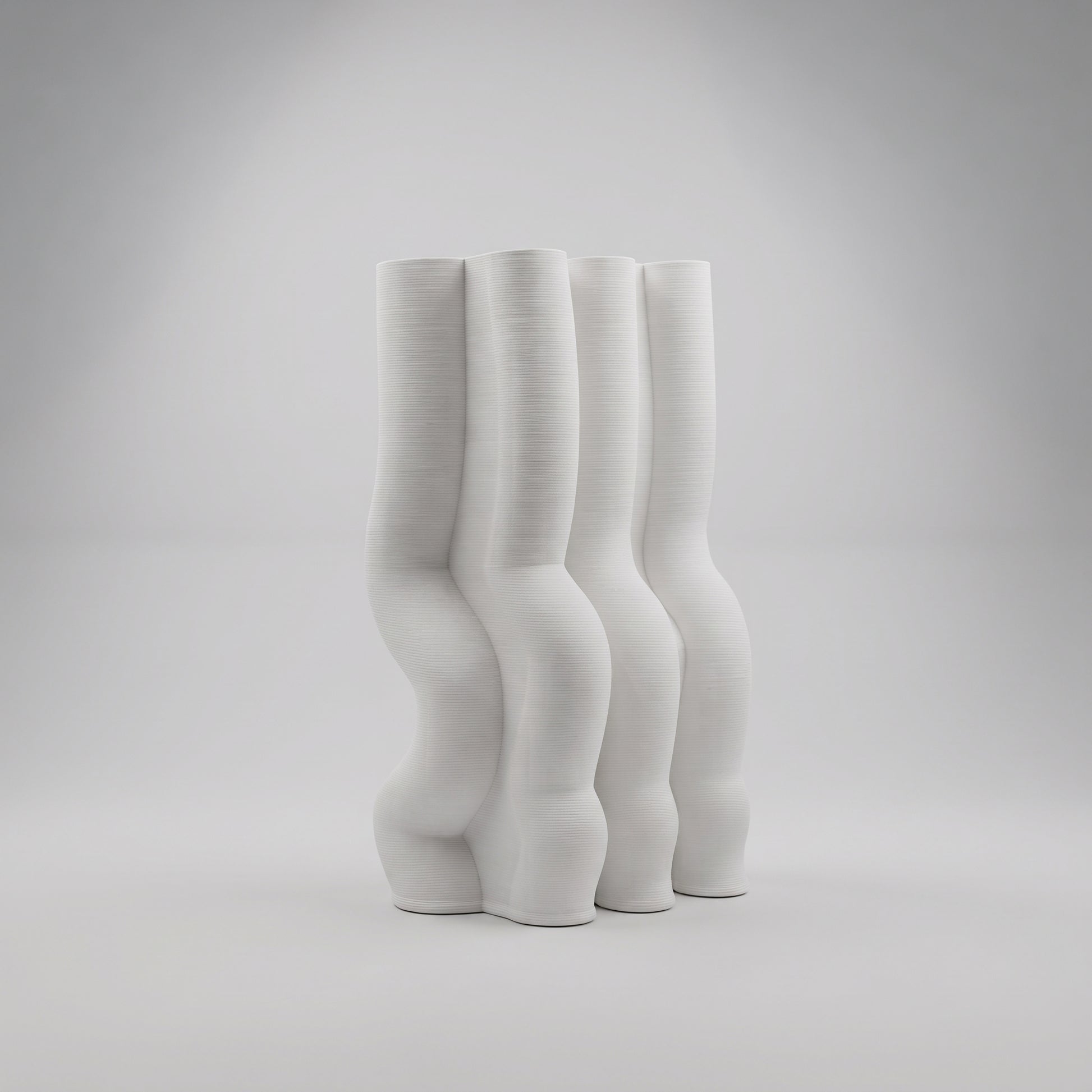 White Wavy Contour Ceramic Flower Vase By Zodiya-7