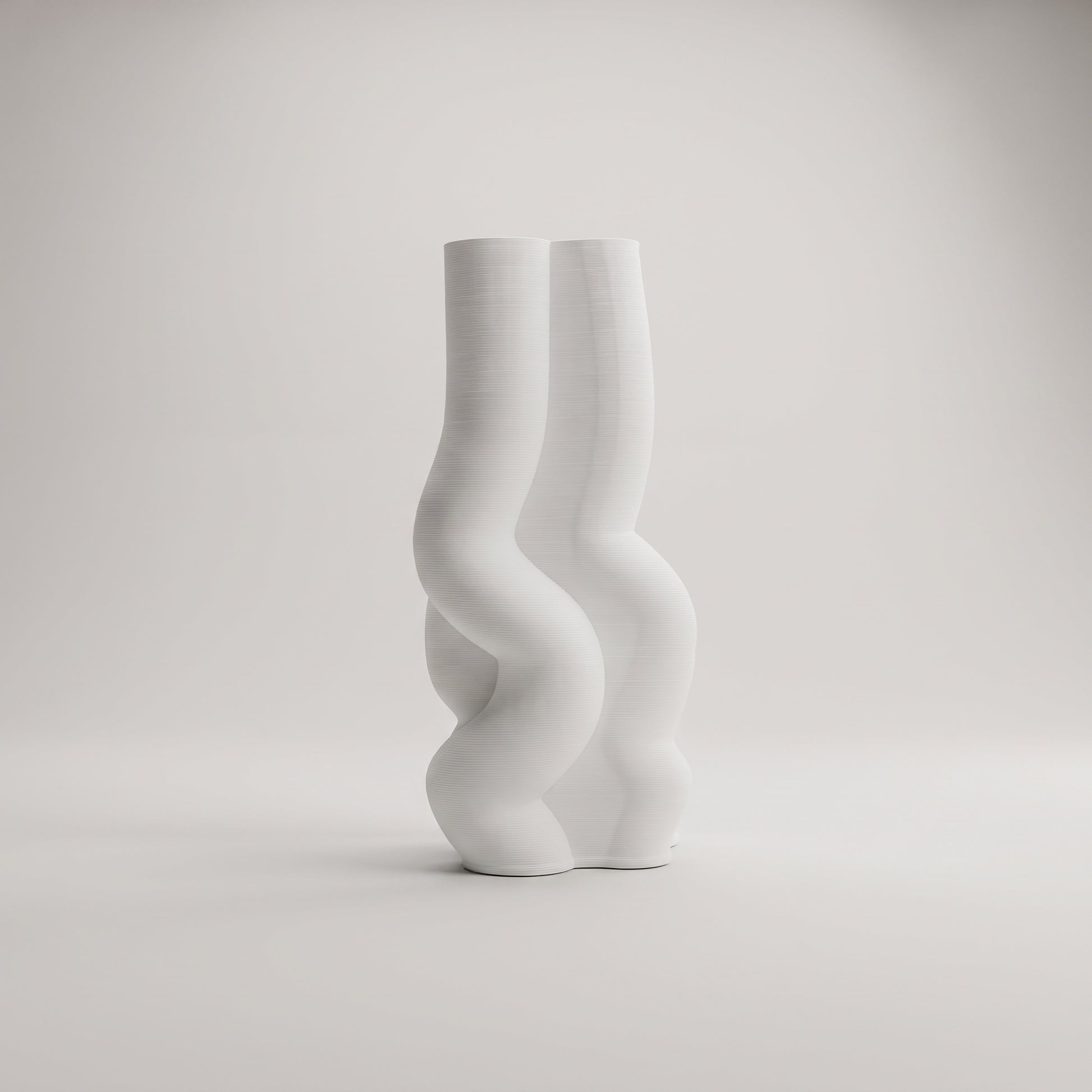 White Wavy Contour Ceramic Flower Vase By Zodiya-4
