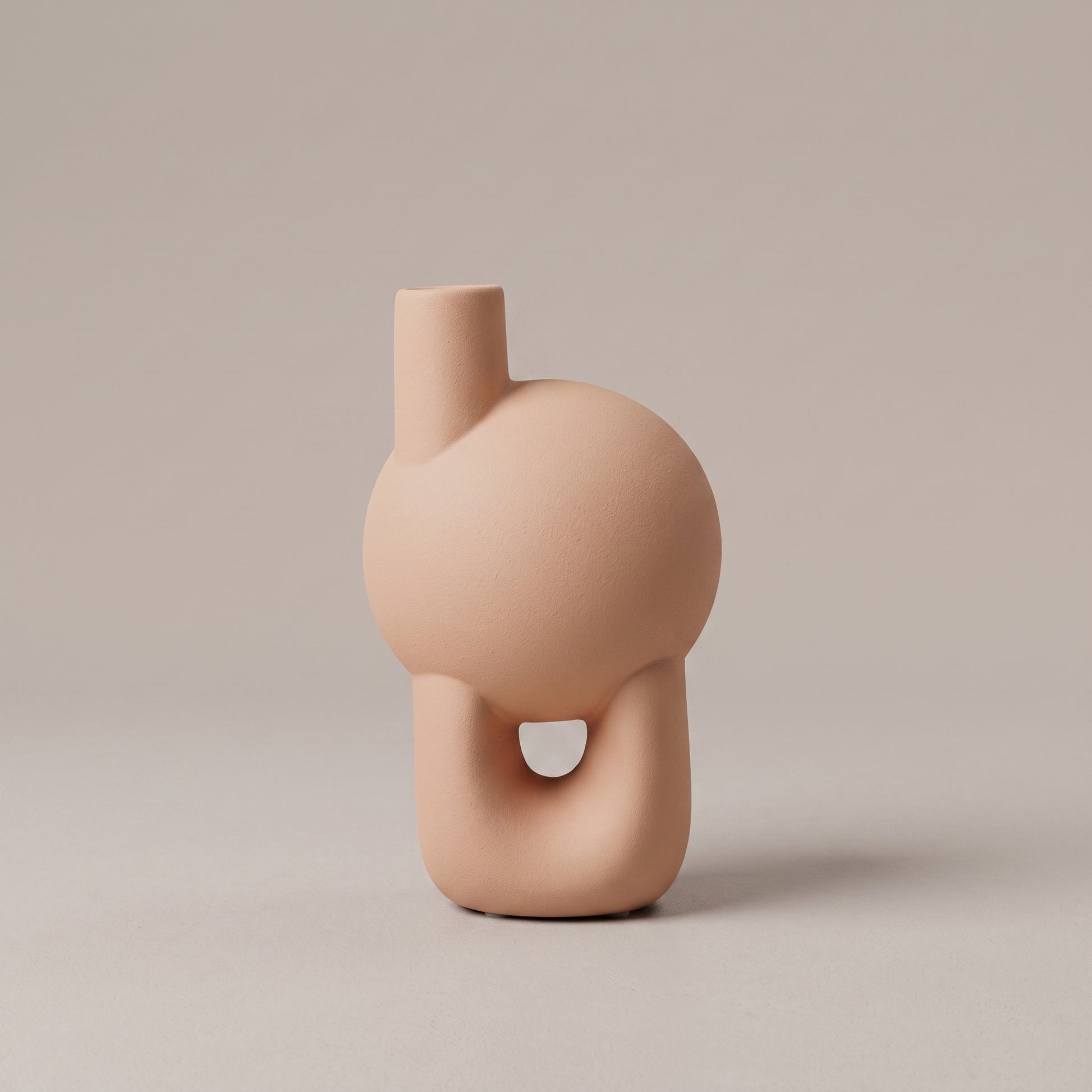 Matte Terracotta Pink Flower Vase by Zodiya-5