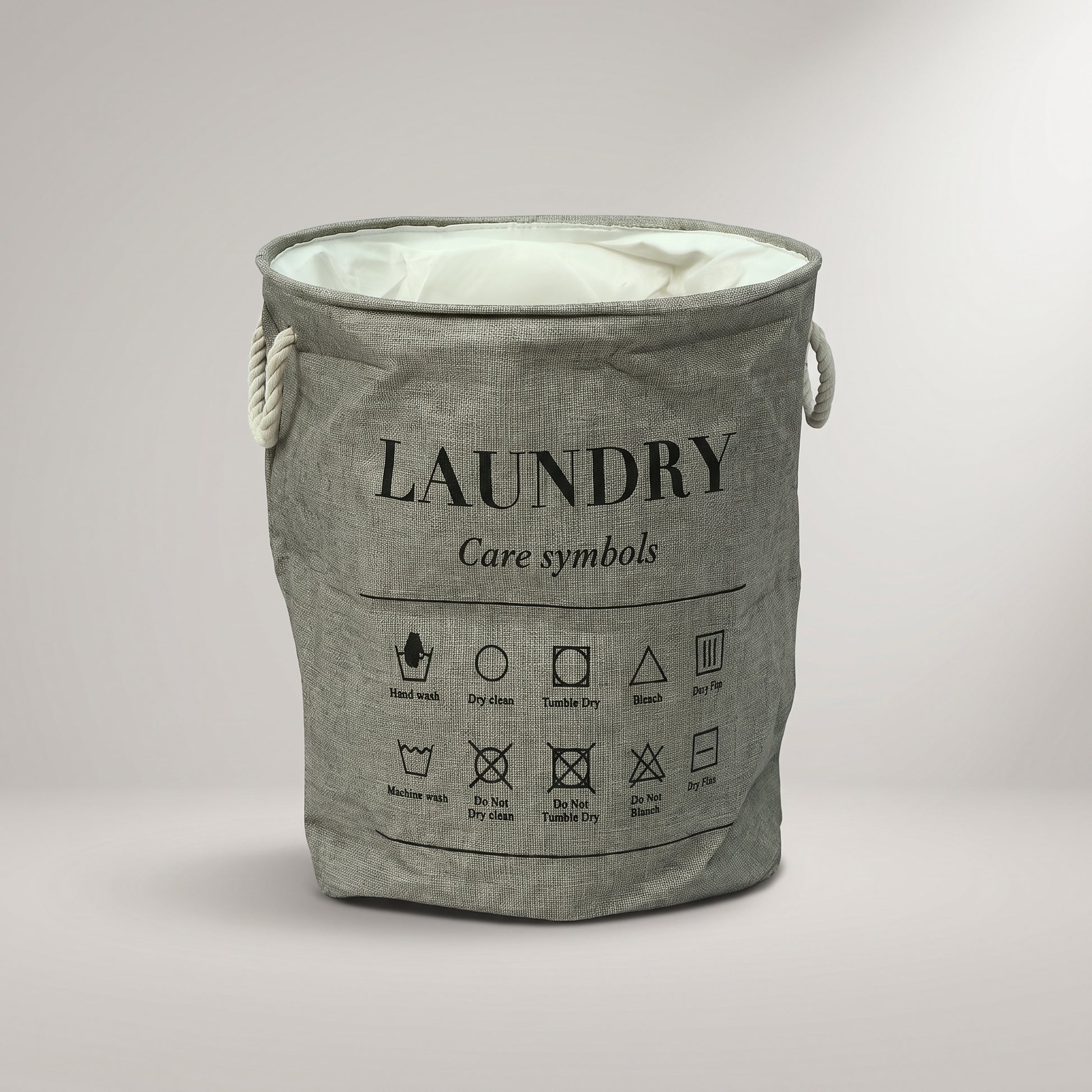 Grey Fabric Laundry Bag with Rope by Zodiya-5