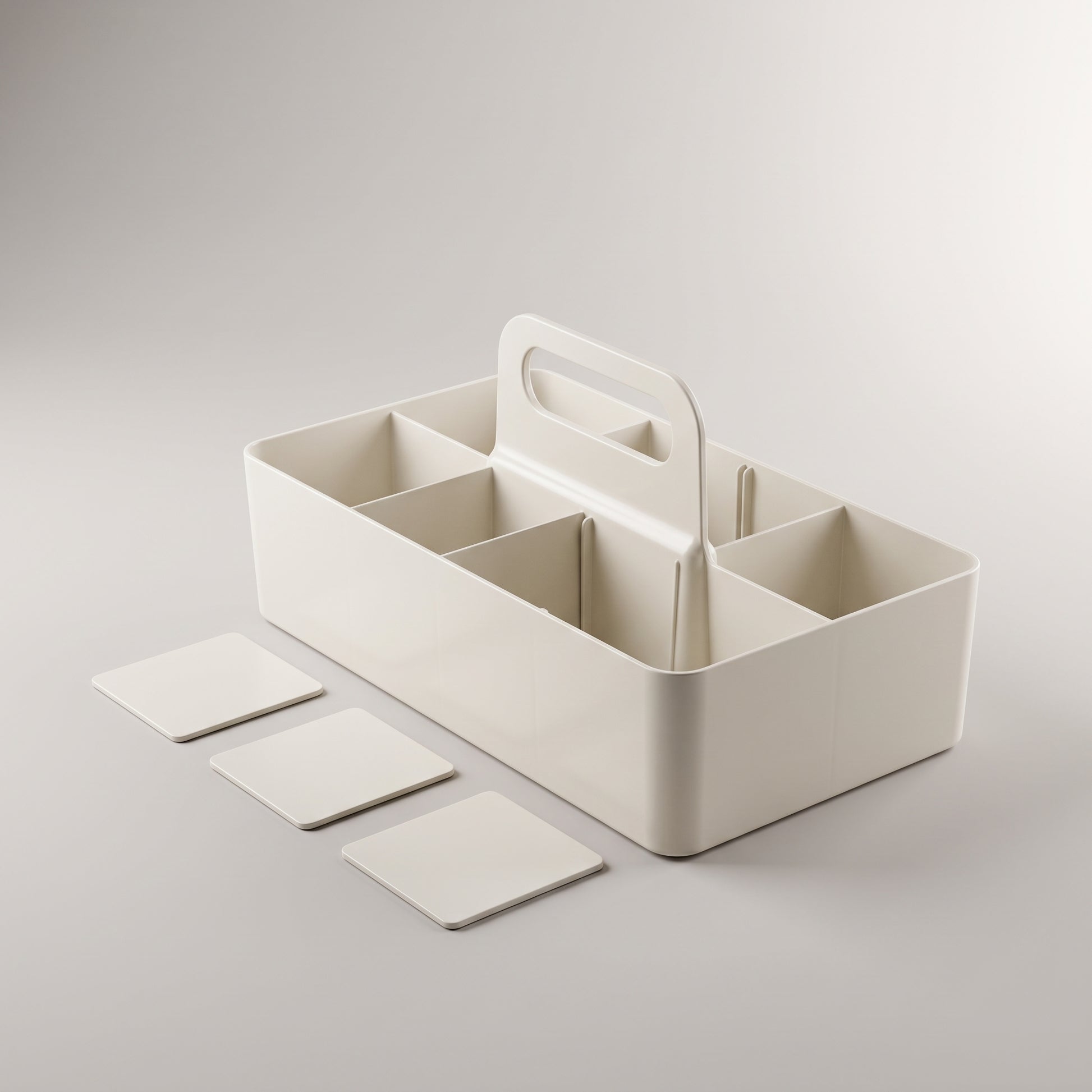 Off White 6 compartment Multi organizer with handle By Zodiya-4