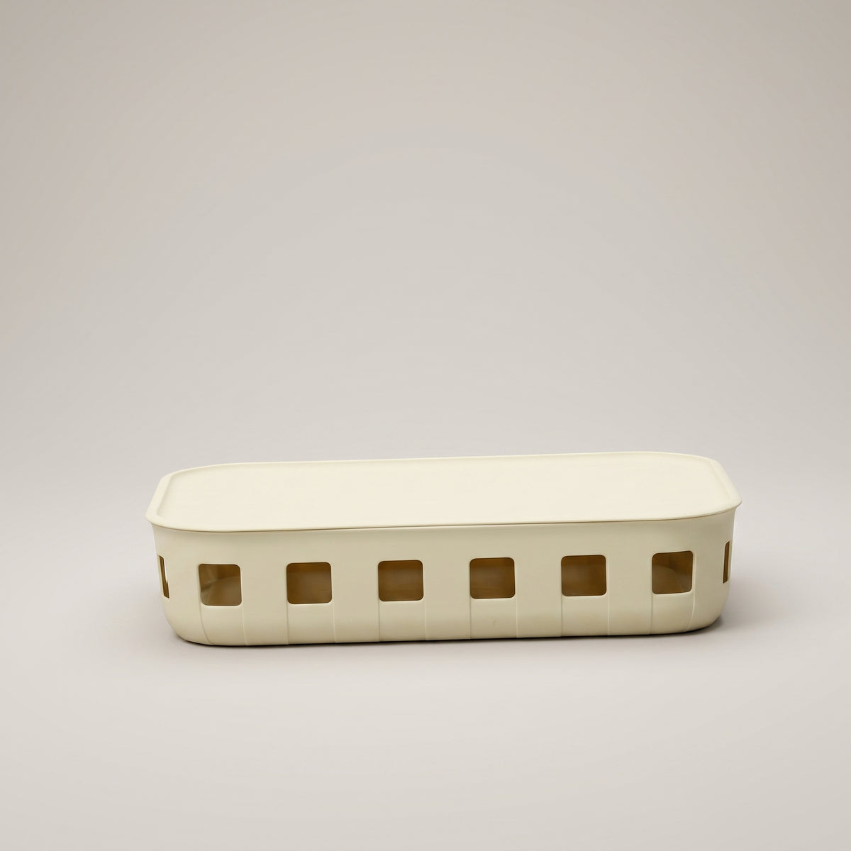 Cream Multipurpose Storage Box with Lid By Zodiya