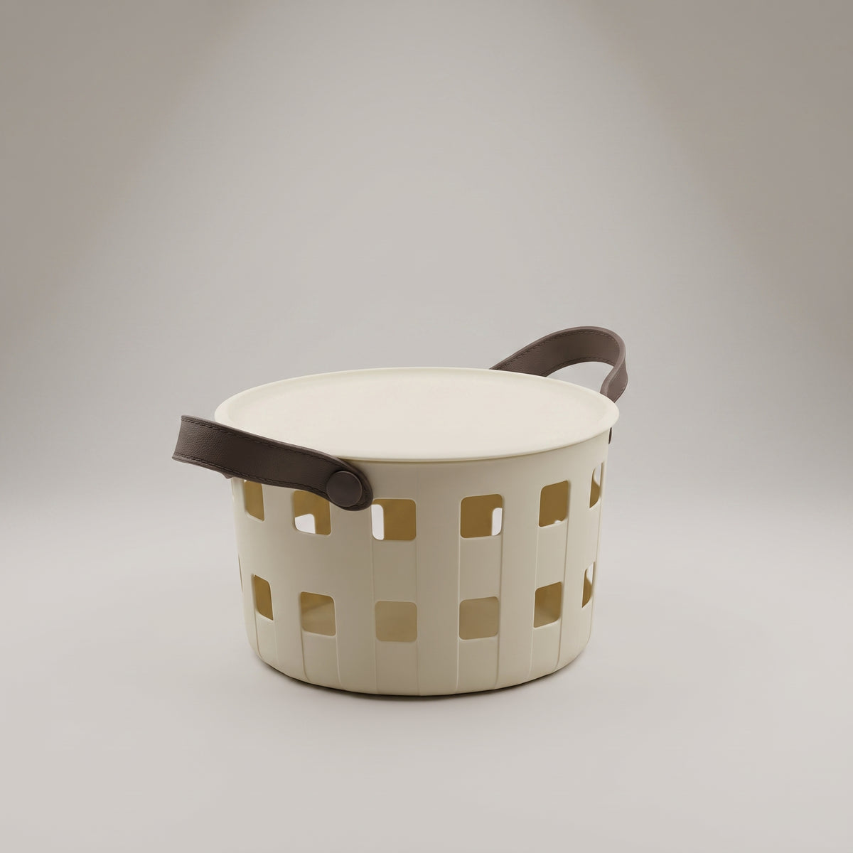 Cream Multipurpose Organiser Basket with lid By Zodiya