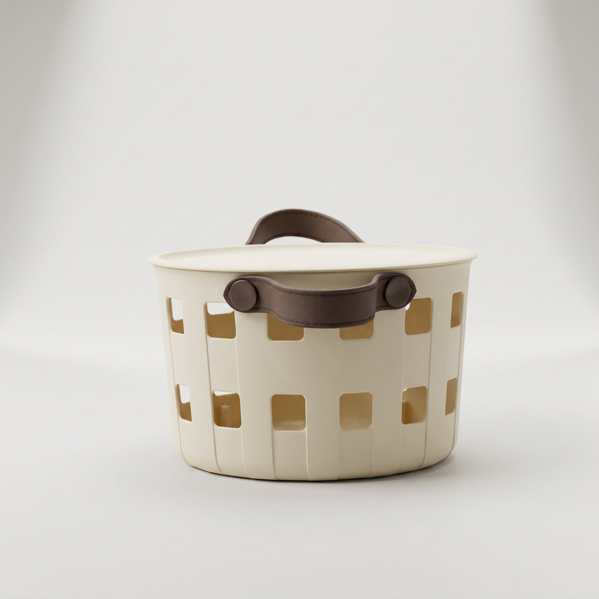 Cream Multipurpose Organiser Basket with lid By Zodiya