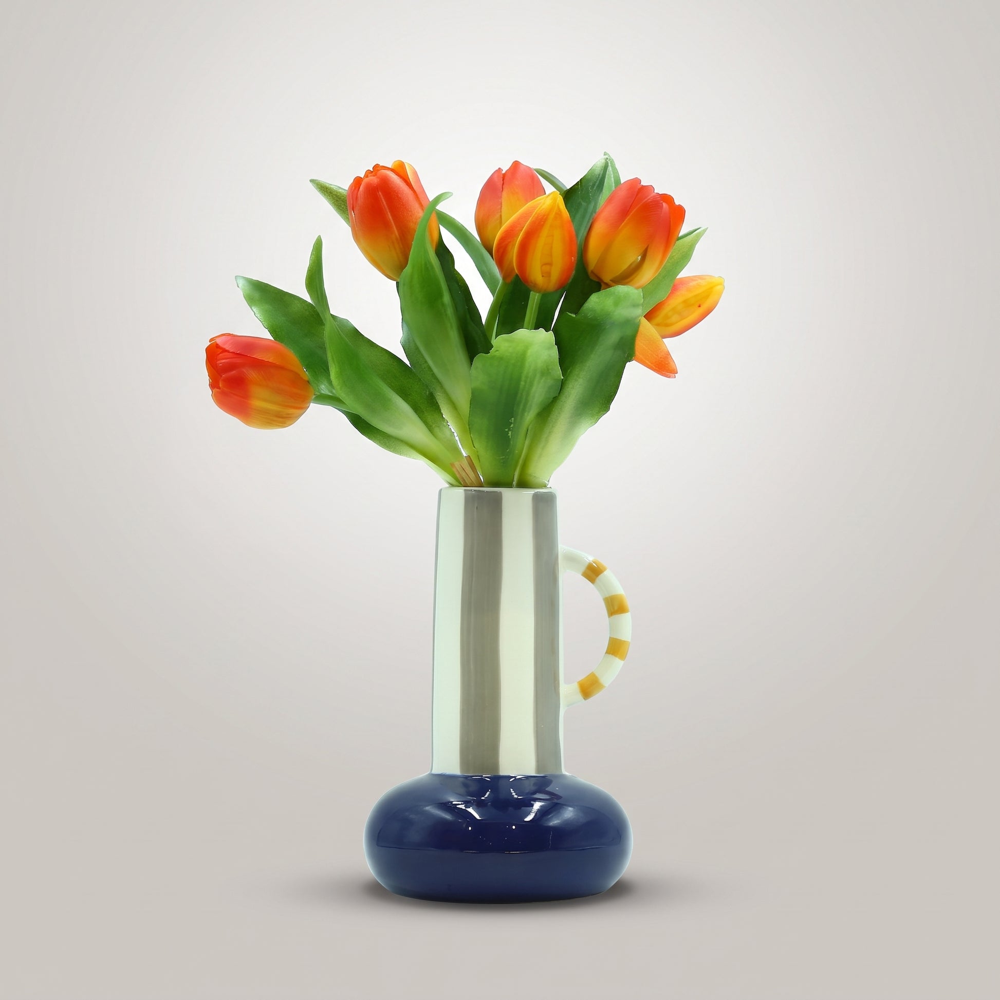 Navy Blue Bottom Ceramic Flower Vase By Zodiya-3