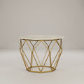 Hexagonal Marble Top Coffee table with Gold Geometric Base by Zodiya