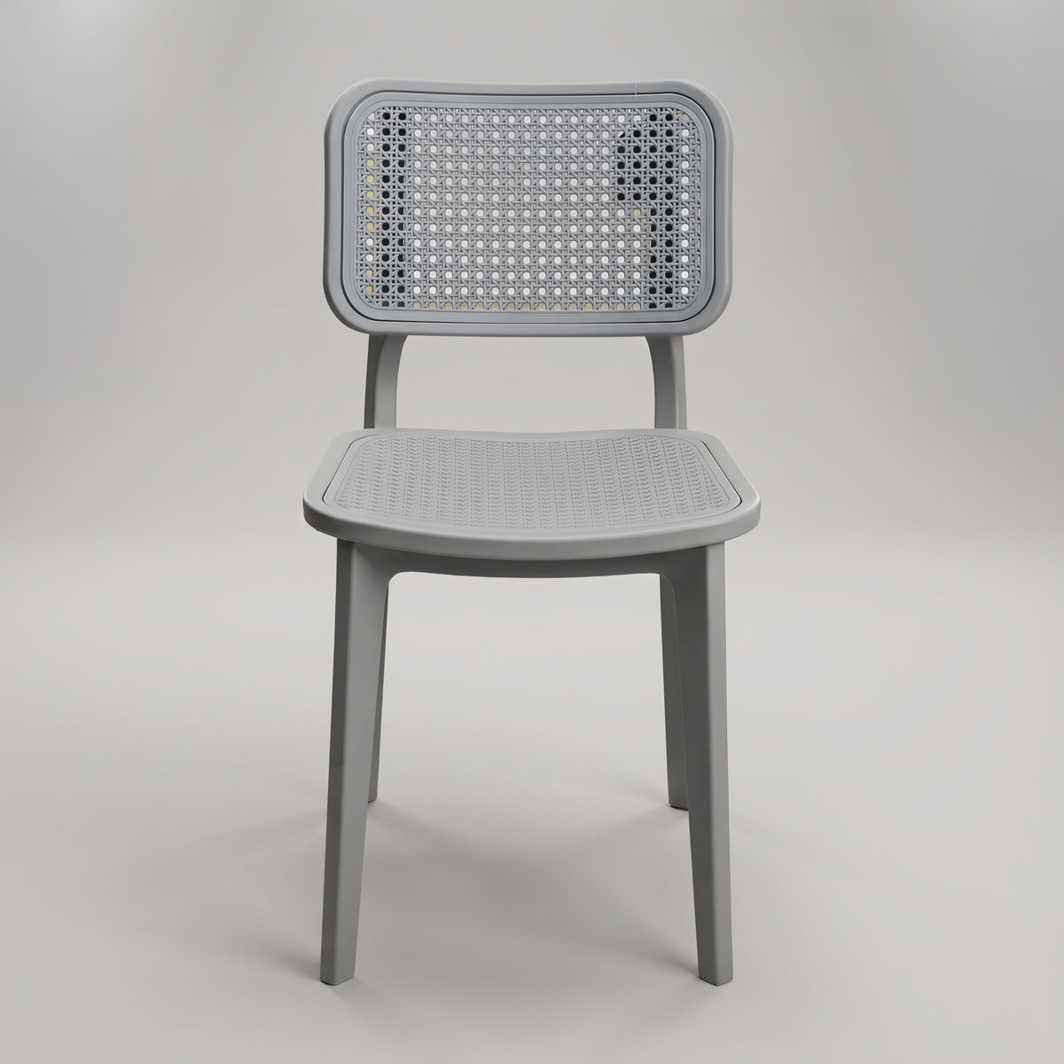 Epic Grey Plastic Dining Chair with Rattan Cane by Zodiya