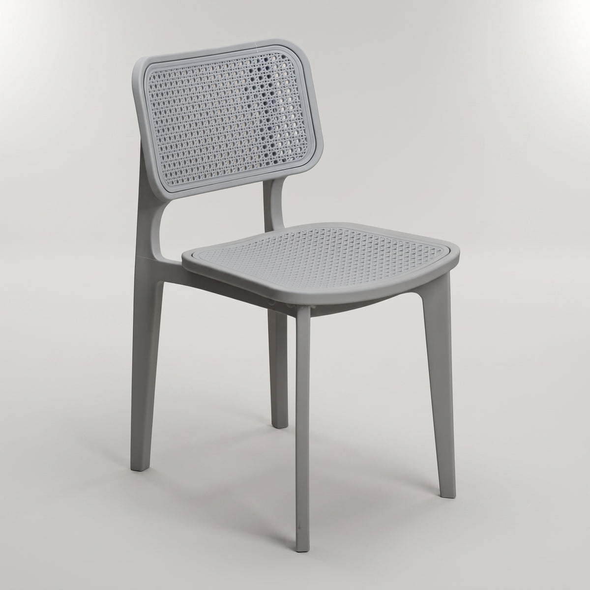 Epic Grey Plastic Dining Chair with Rattan Cane by Zodiya