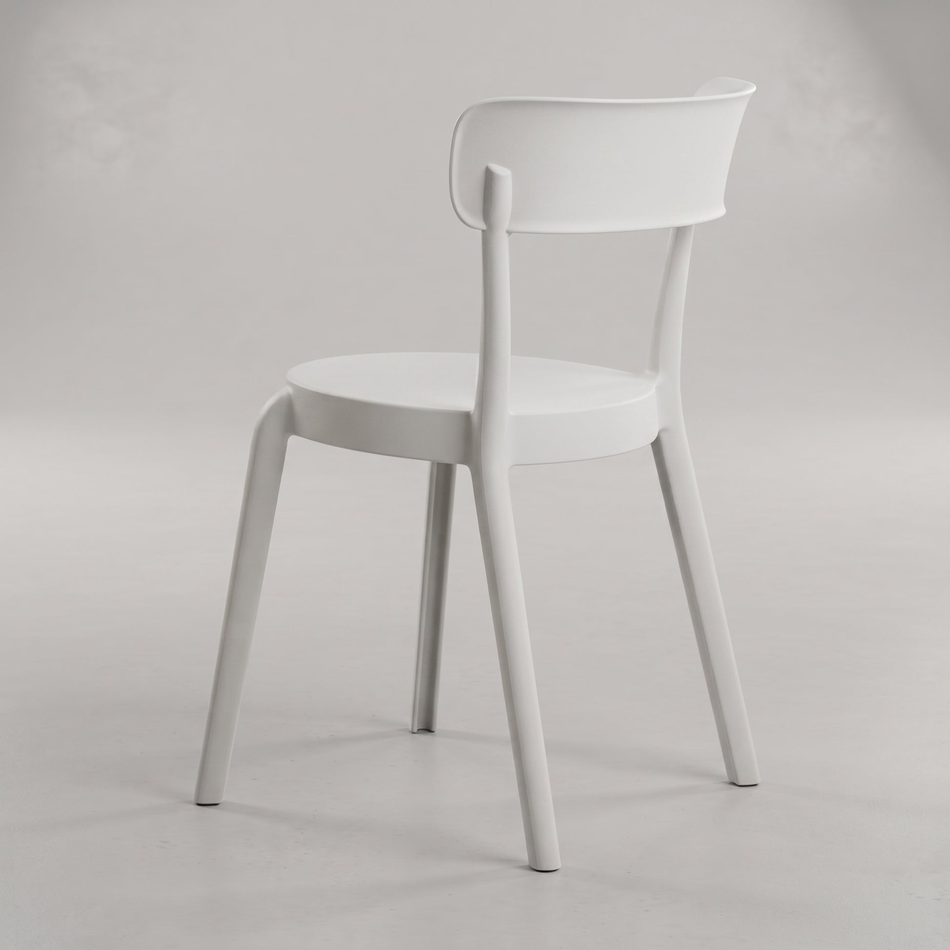 White Armless Plastic Dining Chair by Zodiya-4