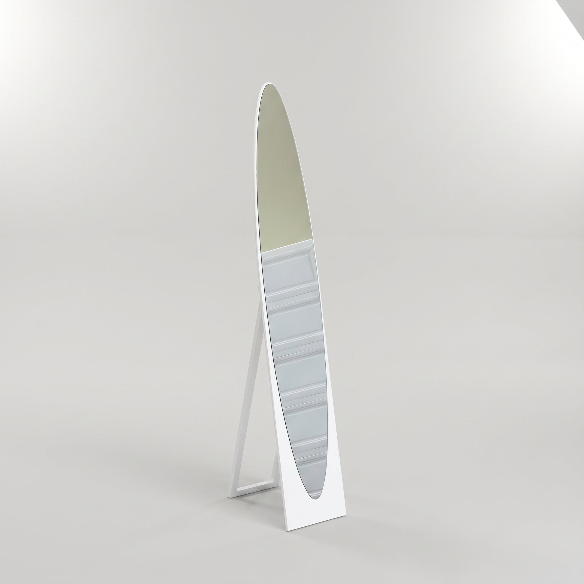 Silver Oval Metallic Standing Mirror by Zodiya-3