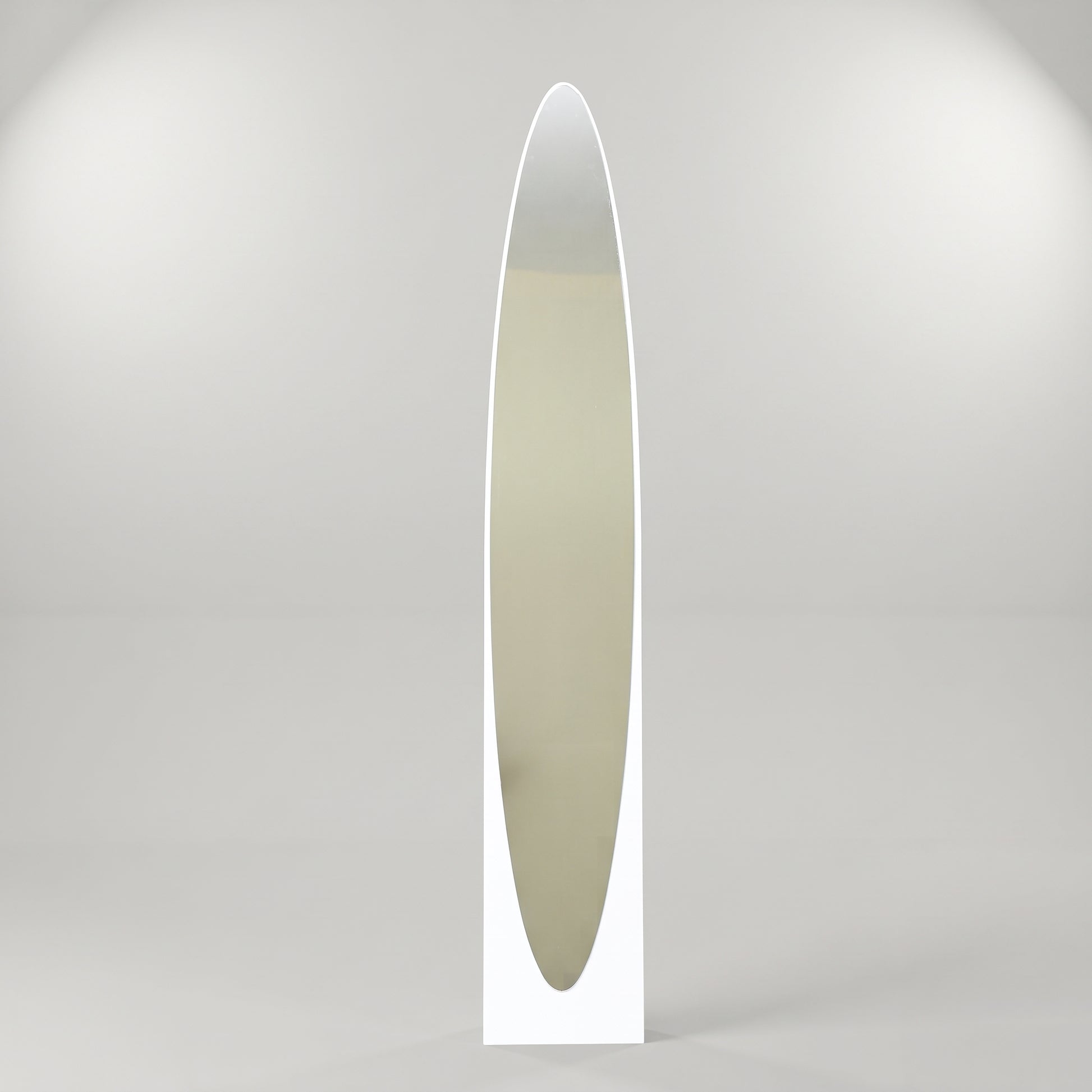Silver Oval Metallic Standing Mirror by Zodiya-4