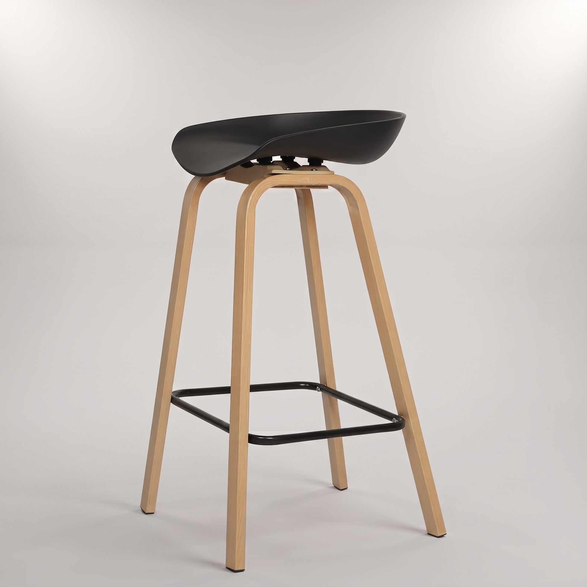 Mordic Wooden Bar Stool with Black Seat by Zodiya-3