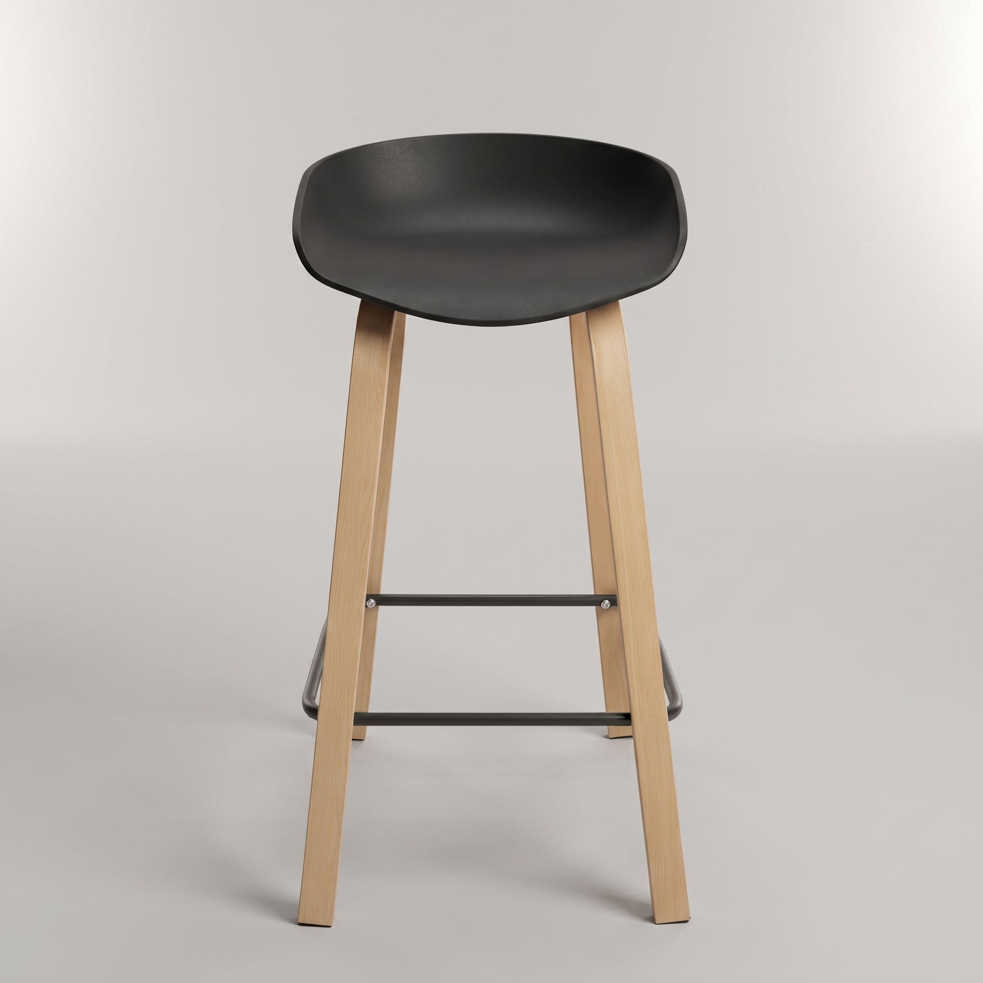 Mordic Wooden Bar Stool with Black Seat by Zodiya-4