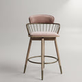 Tara Metallic Pink Velvet Bar Chair | Modern Bar Stool