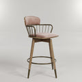 Tara Metallic Pink Velvet Bar Chair | Modern Bar Stool
