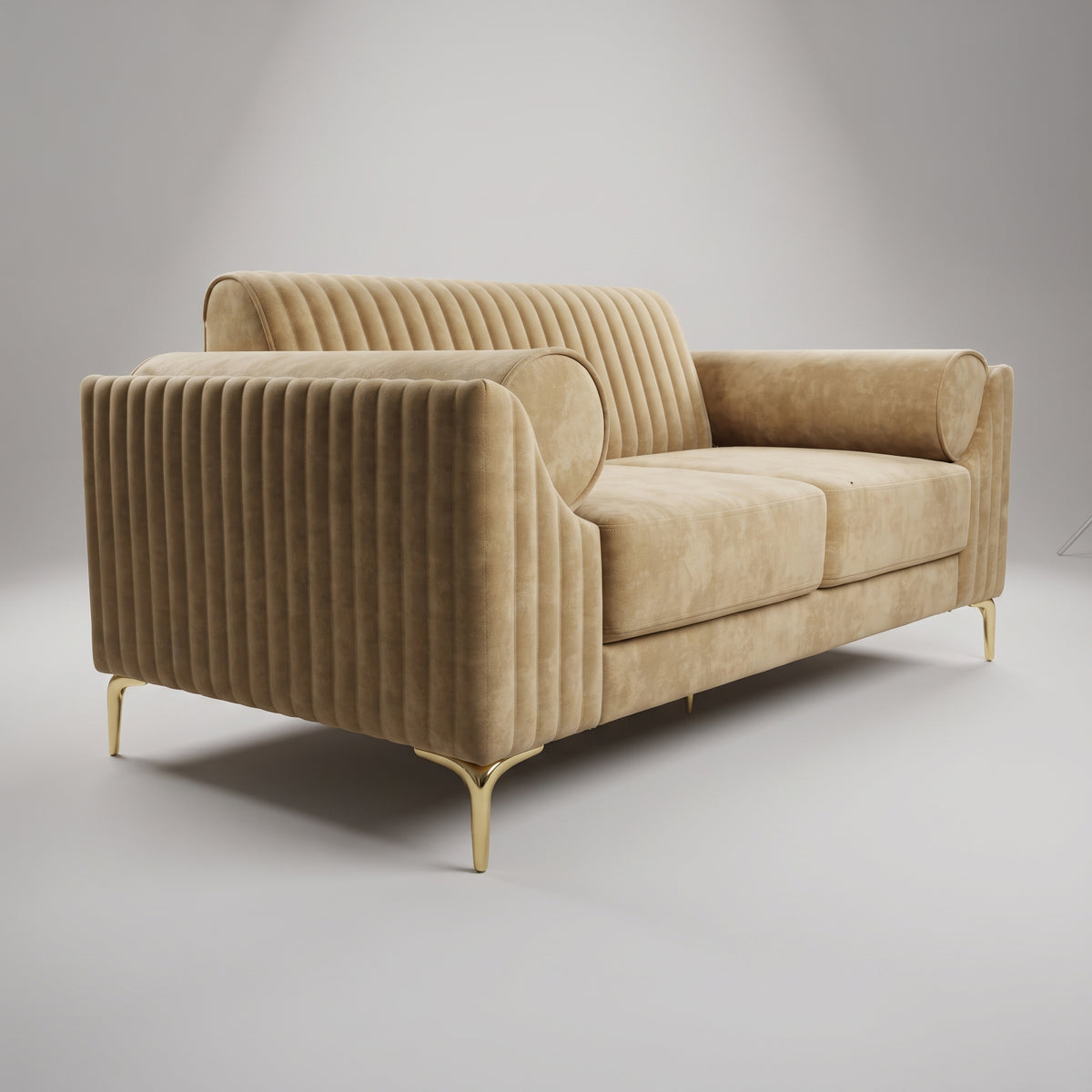 Milton-Magic Beige Velvet 2 Seater Sofa by Zodiya